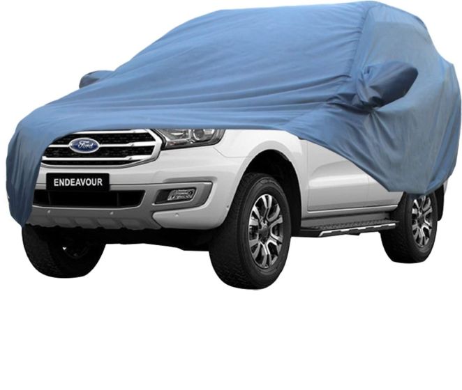 Allextreme FEB5001 Car Body Cover Compatible with Ford Endeavour Custom Fit Dustproof UV Heat Resistant Indoor Outdoor Body Protection (Blue with Mirror)