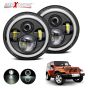 Allextreme 7 Inch Full Ring Round LED Headlight with Hi/Low Beam and Angel Eye Lamp for Harley Davidson Jeep Wrangler (Pack of 2)