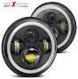Allextreme 7 Inch Full Ring Round LED Headlight with Hi/Low Beam and Angel Eye Lamp for Harley Davidson Jeep Wrangler (Pack of 2)