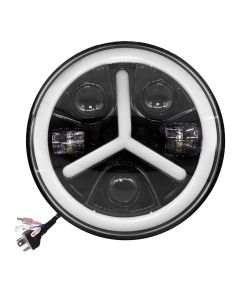 Allextreme EX7WYP1 7 Inch Full Ring Round LED Headlight with Hi/Low Beam White & Yellow Angel Eye Lamp Compatible with Bullet, Harley Davidson Jeep Wrangler (75W, Pack of 1)