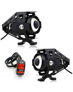 AllExtreme EXU5FB2U5 CREE LED Driving Full Black Fog Light in Aluminum Body with Switch and Mounting Brackets for All Motorcycles and Cars (10W, White Light, 2 PCS)
