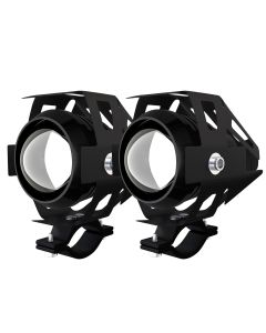 Allextreme EXU5WL2 U5 CREE LED Driving Full Black Fog Light Aluminium Body with Mounting Brackets for All Motorcycles and Cars (20W, White, 2 Pcs)