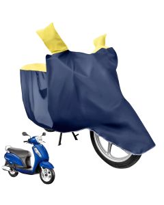 Allextreme S-7016 Full Bike Body Cover Water Resistant Dustproof Rustproof UV Protection Cover Compatible for Activa Maestro Scooty and All Two Wheeler Scooter (Navy Blue & Yellow, Small)