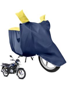 Allextreme M-7016 Full Bike Body Cover Water Resistant Dustproof Rustproof UV Protection Cover Compatible for Splendor Platina Deluxe and Upto Pulsar 180cc Size (Navy Blue & Yellow, Medium)