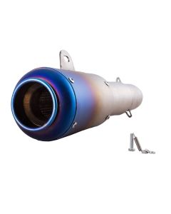 AllExtreme 51mm Inlet Long Grenade Launcher Shape Exhaust Pipe Muffler Silencer with Grenade Explosion Fire Shot Sound for Scooter Motorbike Street Dirt Bike ATV Quad Bike - Grey Blue