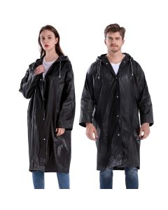 Allextreme EVA Waterproof Unisex Rain Coat Hooded Full Sleeves Outdoor Men, Women, Boys & Girls Rainwear Poncho Raincoat for Camping, Hiking & Travelling (1 Pc, Black)