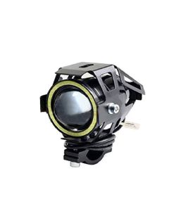 AllExtreme EXU7MW1 U7 Mini CREE LED Fog Light Work Lamp with Hi/Low, Flashing Beam and White Light Angel Eye Ring for Cars and Motorcycles (12W, White Light, 1 PC)