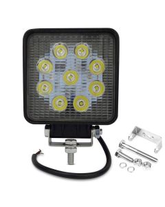 Allextreme EX9SW1P 9 LED Square Fog Light 4 Inch CREE Spot Beam Work Lamp with Mounting Brackets for Car and Motorcycle (27W, White Light, 1 PC)