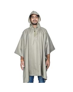 Allextreme Poncho Raincoat Hooded Waterproof Rainwear Adult Lightweight Unisex Cape for Hiking Camping Emergency- Khaki