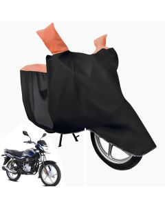 Allextreme M-7017 Full Bike Body Cover Water Resistant Dustproof Rustproof UV Protection Cover Compatible for Splendor Platina Deluxe and Upto Pulsar 180cc Size (Black & Orange, Medium)