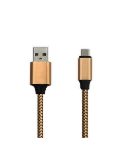 AllExtreme Nylon 3.2 Feet Micro USB Data Cable with Charging Speeds Upto 2.0 Amps/Dual Shielding and Tangle Protect Phone from High Voltage (Golden)