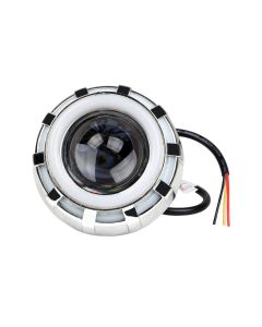 AllExtreme EXDRPRB1 High Intensity Led Projector Lamp Stylish Dual Ring COB LED Headlight with Hi/Low Beam and Flasher Function for All Bikes (Red & Blue, 35W)