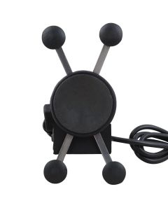 Allextreme EXHSMH1 Universal X-Grip Spider Mobile Holder Adjustable Cell Phone Holder Stand with 360 Degree Rotations and USB Charging Port for Bike Rear View Mirror Cradle (Black)