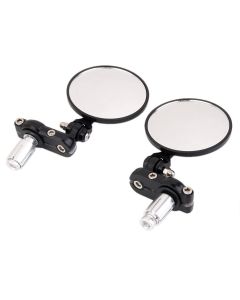 AllExtreme EXBECM2 Side Rear View Convex Mirrors Set (Set of 2, Black)