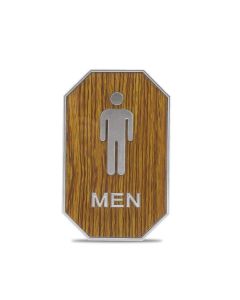 AllExtreme Wooden Finish Toilet Restroom Washroom Aluminium Frame Door Signboard with Strong Sticky Back - Men