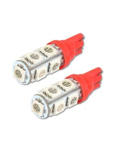 Allextreme EXT10R2 Universal T10 LED Parking Light 9 SMD Super Bright Interior Pilot License Plate Dome Indicator Lamp Bulb for Car Bike and Motorcycle (3W, Red, 2 PCS)