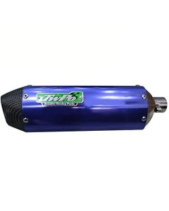 Allextreme EX51SLB 38-51Mm Stainless Steel Triangle Pipe Exhaust Muffler Silencer System with Db Killer Compatible for Modified Scooter (Blue)