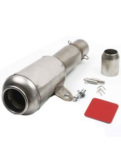 AllExtreme EXLGE51 51mm Inlet Long Launcher Grenade Shape Exhaust Pipe Muffler Silencer Compatible for Scooter Motorbike Dirt Bike ATV Quad Bike (Silver)