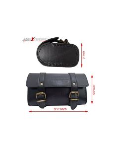 Allextreme EXBSBUB Motorcycle Backseat Saddle Bag Water Resistant Leatherette Front & Rear Seat Bike Tool Kit Storage Organizer Compatible with Bullet (Black)