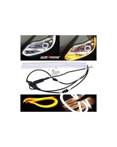 Allextreme 2Pcs 60Cm (24") Car Headlight Led Tube Strip, Flexible Drl Daytime Running Silica Gel Strip Light,(Yellow- White)