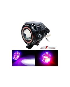 AllExtreme EXU7FRS2 Rainbow Style Hybrid U7 Foglight Waterproof Driving Spotlight with Red Angel Eye for Cars, Bikes, Trucks and Motorcycle (15W, Red & White Light, 2 PCS)