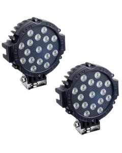 Allextreme EX7M2B2 7 Inch Round Led Fog Light Universal 17 LED Off Road Driving Roof Lamp for Jeep Bikes and Cars (51W, White Light, 2 PCS)