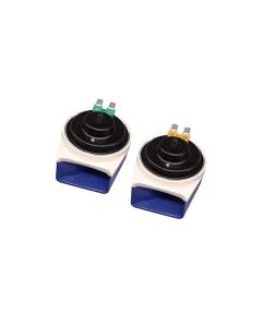 AllExtreme EXASHM2 Super Loud Air Siren 12V 510Hz Waterproof Horn Kit with 22 Magic Sounds 115DB Speaker for Cars, Truck, Train, Boat & Bike (2 PCS, Multicolour)