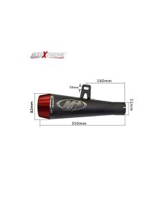 AllExtreme EX51SLR 51mm Inlet Long Grenade Launcher Shape Exhaust Pipe Muffler Silencer with Explosion Fire Shot Sound Compatible for Scooter Motorbike (Red Tail)
