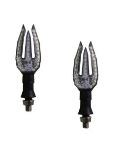 Allextreme EXTMI2P Trident Shape LED Side Indicator Light Front Rear Universal Fit Turn Signal Lamp for Bikes and Motorcycles (Blue & White, 2 PCS)