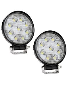 Allextreme EX4RNF2 9 LED Round Fog Light 4 Inch Waterproof Flood Lamp with Mounting Brackets for Motorcycle and Cars (27W, White Light, 2PCS)