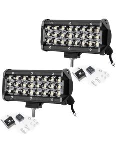 Allextreme EX24FW2 24 LED Fog Light Bar 7.5 Inch Waterproof Spot Beam Cube Worklight with Mounting Bracket for Motorcycles and Cars (72W, White Light, 2 PCS)