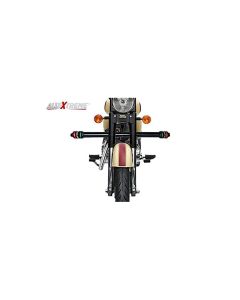 AllExtreme EXWLGB1 Heavy Duty Die Cast Iron Leg Guard Solid Front Bike Safety Crash Bar with White LED Warning Lights Compatible for BS3 and BS4 Model Royal Enfield Bullet 350cc and 500cc