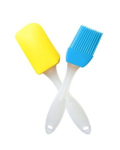 AllExtreme ‎BRS-02 Heat Resistant Antibacterial Silicone Spatula and Basting/Pastry Brush for Kitchen (Random Color, Set of 2)