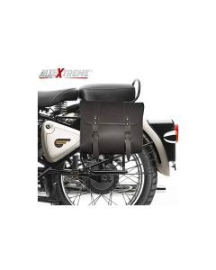 AllExtreme EXLDBSB Motorcycle Backseat Square Saddle Bag Water Resistant Leatherette Front & Rear Seat Bike Tool Kit Storage Organizer Compatible with Royal Enfield Bullet (Dark Brown)