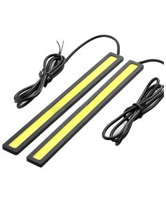 AllExtreme EXDW2C Universal Ultra Bright Daytime Running LED Lights Waterproof Slim Chip COB LEDs Strip DRL Lamp for Cars (6W, White Light, 2 PCS)