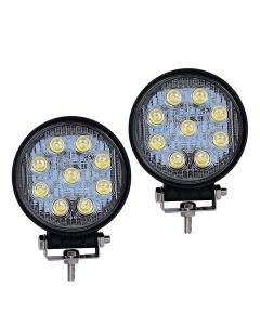 Allextreme 9 LED Round Fog Light 4 Inch Waterproof Flood Lamp with Mounting Brackets for Motorcycle & Cars (Pack of 2)