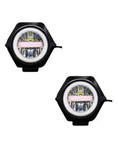 Allextreme EXU23F2 30W U23 Auxiliary Fog Lamp Waterproof Driving Spot LED Lights with Blue Demon & Red Angel Eyes for Bikes Cars Trucks ATVs SUVs Jeeps Boats (Multicolor, 2 PCS)