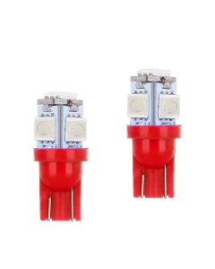 Allextreme EXT10RD2 LED Parking Light Super Bright 5 SMD Car Interior License Plate Wedge Dome Trunk Dashboard Bulb for Car Bike and Motorcycle (0.6W, Red, 2 PCS)