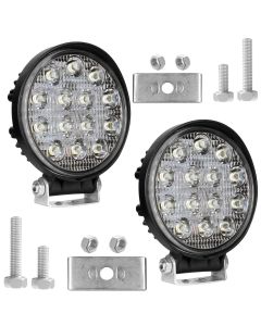 Allextreme EX14RW2 14 LED Round Fog Light 4 Inches Waterproof Off Road Driving Lamp for Car and Motorcycle (42W, White Light, 2 PCS)