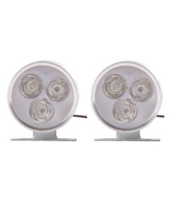 Allextreme EX3LLW2 3 LED Round Multicolor Strobe LED Light Police Warning Flash Lamp for Bike, Car, Motorcycle, and SUV (5W, White, 2 PCS)