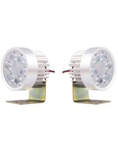 Allextreme EX6LRF2 Universal 6 LED Round Fog Auxiliary Light with Metal Stand for Bikes Motorcycle and Cars (18W, White Light, 2 PCS)