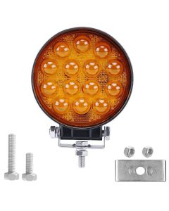 AllExtreme EX14RY1 14 LED Round Fog Light 4 Inches Waterproof Off Road Driving Lamp for Car and Motorcycle (42W, Yellow Light, 1 PC)