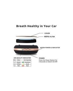 AllExtreme AE-X02 Portable Mini Travel USB Car Air Purifier Negative Ions Ionizer Air-Freshener with HEPA Filter to Remove Odor Smell Bacteria and Allergen (4.2W)