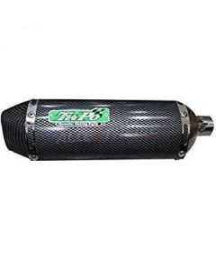Allextreme EX51SCA 38-51Mm Stainless Steel Triangle Pipe Exhaust Muffler Silencer System with Db Killer Compatible for Modified Scooter (Carbon)