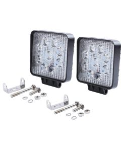 Allextreme EX9SW2P 9 LED Square Fog Light 4 Inch CREE Spot Beam Work Lamp with Mounting Brackets for Car and Motorcycle (27W, White Light, 2 PCS)