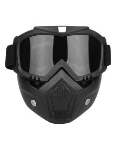 Allextreme Motorcycle Protective Goggles Anti Scratch Windproof UV Protective Visor Bike Dirt Face Shield with Soft Foam Padded Detachable Mask & Elastic Strap for Riding Cycling (Black, 1 Pc)