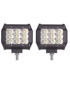 Allextreme EX9SFL2 9 LED Square Fog Light 4 Inches Waterproof Driving Spot Lamp with Adjustable Mounting Bracket for Cars Motorcycle and Bike (27W, White Light, 2 PCS)