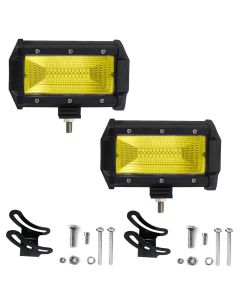 Allextreme EX24FY2 5 Inch CREE Fog Light 24 LED Cube Waterproof Flood Lamp for Cars Truck SUV and Motorcycle (72W, Yellow Light, 2 PCS)