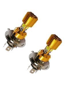 Allextreme EXH4MPL H4 Missile Projector LED Headlight Bulb for Motorcycle, Scooter, Car, Truck, ATV (9W, Golden, 2 PCS)