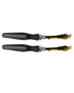 Allextreme EXTSI2A Bar Style 9 LED Side Indicator Light Front Rear Universal Fit Turn Signal Lamp for Bikes and Motorcycles (Amber, 2 PCS)